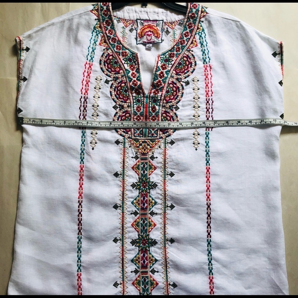 Johnny Was Verena Linen Easy Yoke Embroidered Tunic - Picture 7 of 12